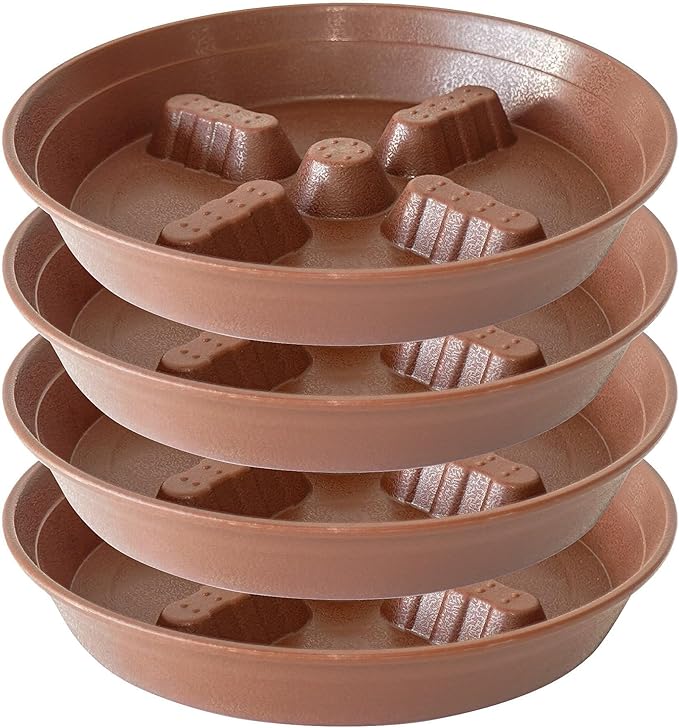 4 Pack Plant Saucer 10 inch, 8 12 14 17 inch, Plant Stand Plastic Plant Saucers for Indoors Outdoor, Heavy Duty Flower Plant Risers for Inside Pots, Pot Saucers for Plants, Grow Bags Saucers