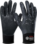 KAYGO Winter Waterproof Work Gloves for Men and Women, Thermal Insulated Freezer Rubber Coated Gloves,Super Grip,KG160 (Small,Black)