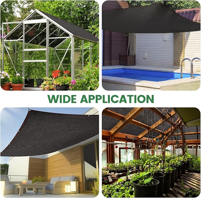 70% Shade Cloth, 20FTx20FT HDPE Mesh Tarp with Reinforced Grommets, Outdoor Sun Shade Net for Greenhouse, Plants, Garden, Pergola, Patio, Chicken Coop (20FT*20FT)