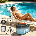 Bonviee 5.3 FT Standing Misters for Outside Patio- Portable Standing Mister Kit with Adjustable Tripod, 22L Water Tank & Rechargeable Pump, 8 Adjustable Nozzles with Flexible Arms for Outdoor Cooling
