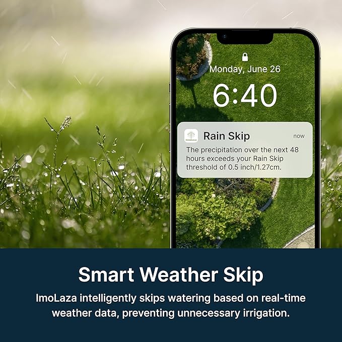 Indoor Smart Sprinkler Controller, Automatic Water Saving Irrigation Controller, 2.4GHz WiFi, Rain Freeze Wind Skip,Easy Install & App Remote Control (4-Zone)