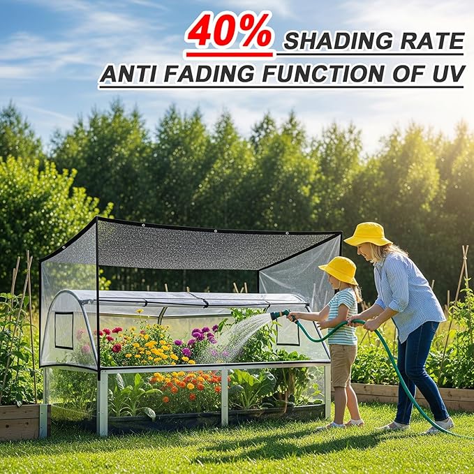 SUNNY GUARD 35-45% Sun Shade Cloth, 8 x 20 FT Black HDPE Mesh – Breathable Garden Shade Cover for Plants, Vegetables, Greenhouse, Patio, Chicken Coop & Dog Kennel