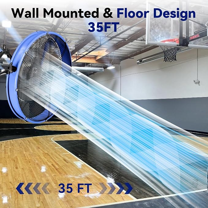 20" High Velocity Metal Floor Drum Fan, 4500 CFM Heavy Duty Industrial Shop Fan, 3 Speed, 360 Degree Tilt, Wall Mounted & Floor Design for Warehouse, Commercial, Barn, Garage - UL Safety Listed
