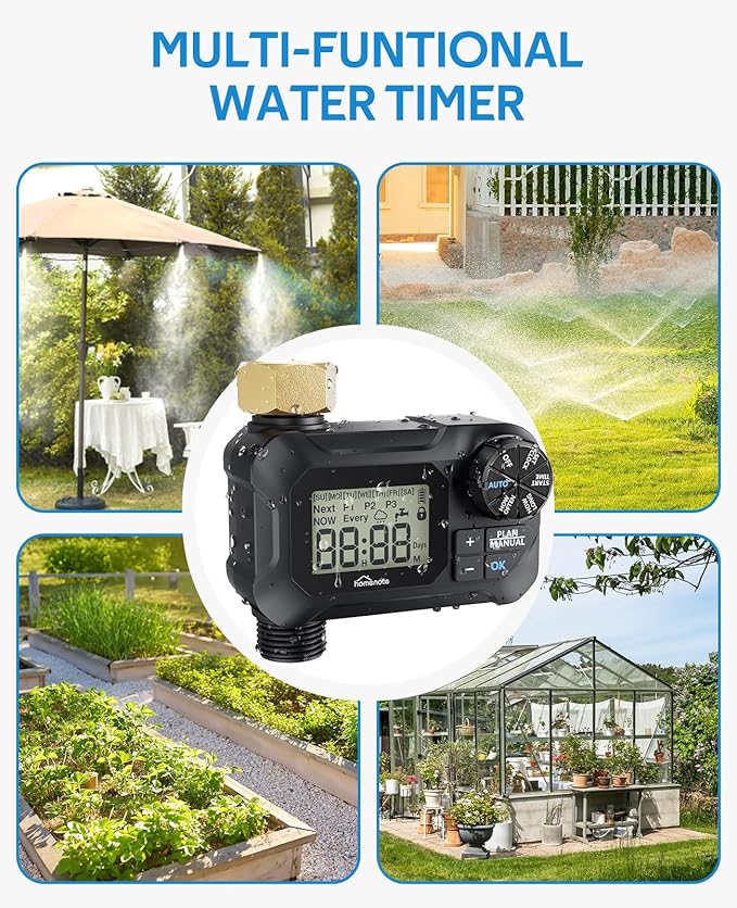 homenote Automatic Misting Cooling System with Timer, 91.8FT Misting Line, 24 Brass Nozzles, and 3/4" Brass Adapter for Patio Cooling and Garden Watering