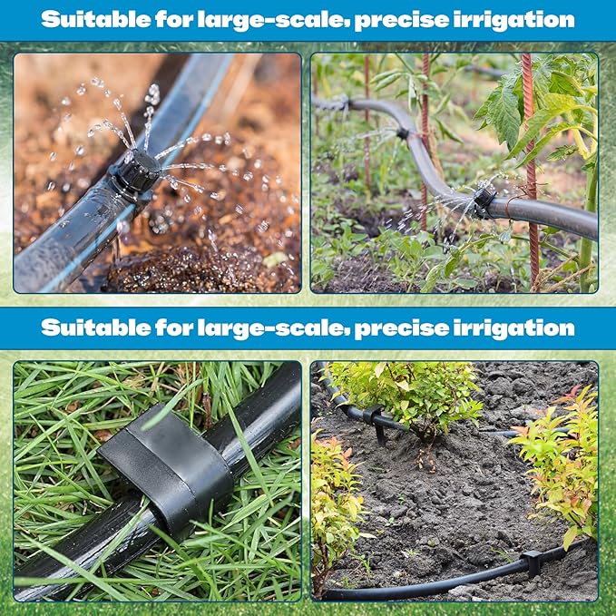 Honoson 30 Pack 1/2 Inch Irrigation Tubing Hold Down Anchor Stakes, 0.87 x 4.33 Inch Drip Tubing Stakes with 50 Pcs 1/4" Adjustable Irrigation Drippers Sprinklers for Garden Patio Lawn Hoses(Black)