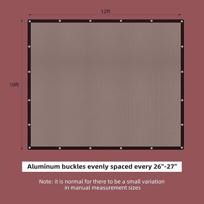 40% Shade Cloth, 10x12FT Black Heavy Duty Mesh Screen Tarp with Grommets for Patio, Canopy, Garden, Porch, Greenhouse, Pools, Garage