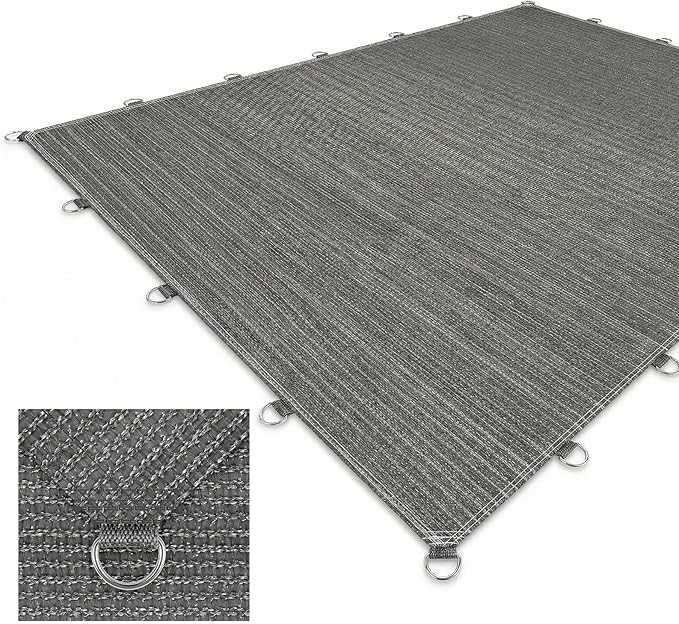 8X8 FT 90% Sun Shade Cloth, Sunblock Shade Fabric with D-Rings, Sunshade Cover for Patio Pergola Deck, UV Protected Breathable Netting with Zipties & Ropes, Gray