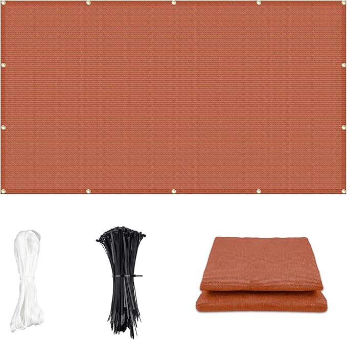 Cool Area Sun Shade Cloth with Grommets 10×12 FT Shade Panel Shade Tarp Screen Fabic for Outdoor Patio Pergola Cover Deck Garden, Terra Red (Customized)