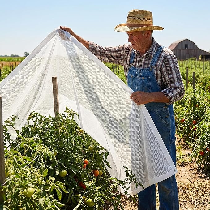 6.6 x 3.3 Ft Plant Shade Nylon Cloth, White Plant Sun Protection Net with Reinforced Grommets, Garden Sunshade Cover Cloth for Protecting Plants from Direct Sunlight