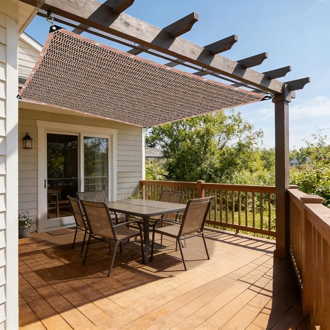 90% Sun Shade Cloth with Grommets, 6.5 x 10 FT Pergola Replacement Shade Cover Canopy Privacy Screen for Outdoor Patio Garden, Mocha