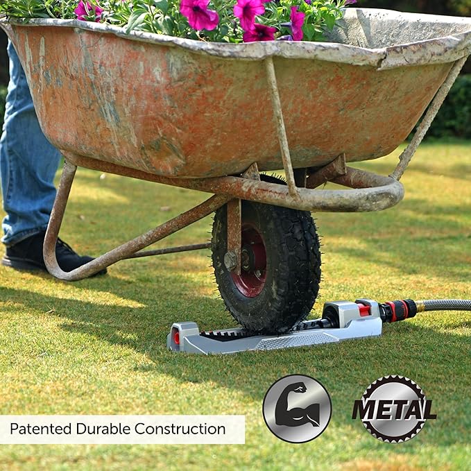 Eden 94110 Heavy-Duty Metal Oscillating Sprinkler | Covers Up to 3,315 sq. ft., 18 Precision Nozzles, Adjustable Range, Turbo Drive Motor, Quick Connect Bundle