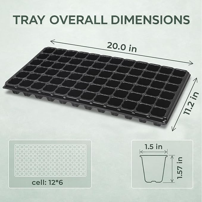 Gardzen 10 Pack 72 Cell Seed Starter Trays, 1.75" Deep Plug Tray for Seedlings, Thick Seedling Trays with Drainage Holes, Fit Standard 1020 Drip Tray