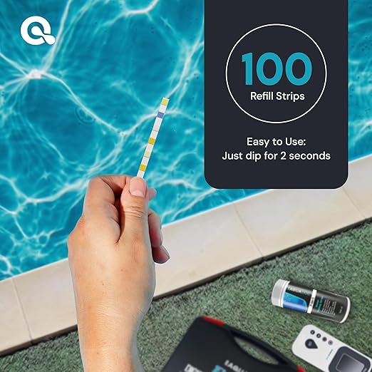 AquaDoc 7-in-1 Spa & Hot Tub Test Strips - 100 Pool Test Strips for pH, Chlorine, Hardness, Bromine, Cyanuric Acid, Alkalinity