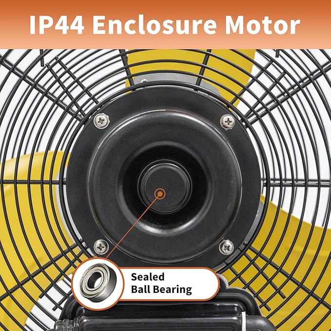 HiCFM 2pcs 14" Outdoor Wall Mount Fan, 2600 CFM 3-Speed High Velocity Weatherproof Wall-Mounted Fans with IP44 Motor and Manual GFCI Plug for Patios, Greenhouse, and Gazebo - UL Listed