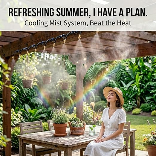 60 Ft Drip Irrigation System for Garden - Drip Irrigation Kit with 19 360°Adjustable Copper Nozzles Hose, Automatic Atomizing Plant Watering Sprinkler System for Yard, Lawn, Greenhouse, Potted