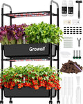 Growell Large Hydroponics Growing System Kit, Vertical Indoor Herb Garden Kit with LED Grow Light & Independent Water Pump, 28L Movable Indoor Planter Perfect Gardening Gifts (2 Tier-54 Pods Black)