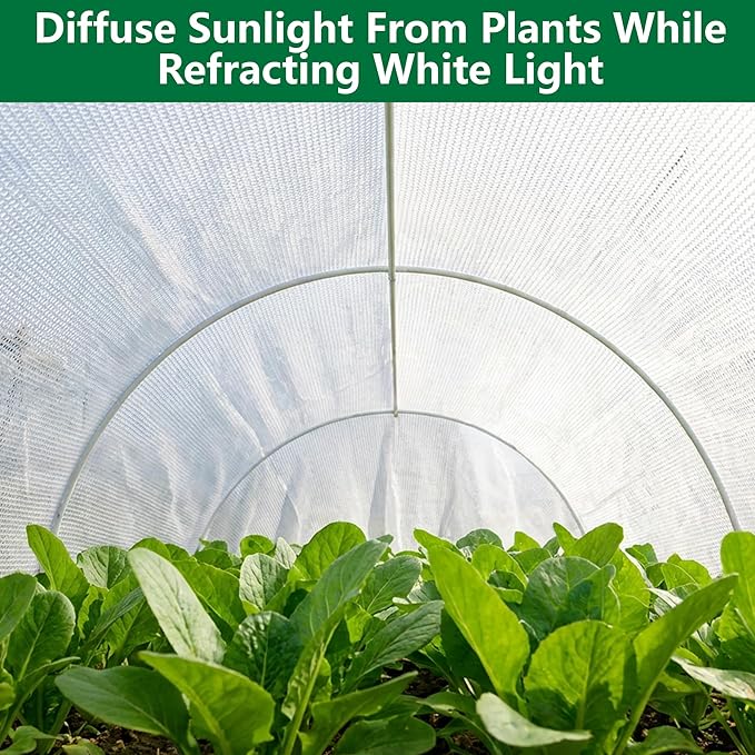 9.9 x 6.6 Ft Plant Shade Nylon Cloth, White Plant Sun Protection Net with Reinforced Grommets, Garden Sunshade Cover Cloth for Protecting Plants from Direct Sunlight