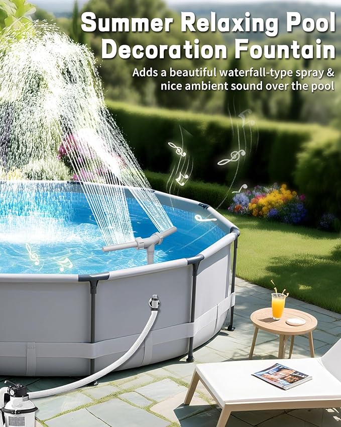 Swimming-Pool Waterfall-Fountain Water Fun Sprinkler - Dual Sprayer Multiple Spray Method, Pool Decoration Cascade Fountain for Above & In-ground Pools, Practical Pool Aerator Water Cooler Circulation