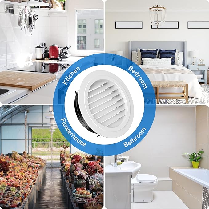 Hon&Guan 8'' Soffit Exhaust Vent, 8 Inch Round Wall Vent Cover for Bathroom Office Home (ø200mm)