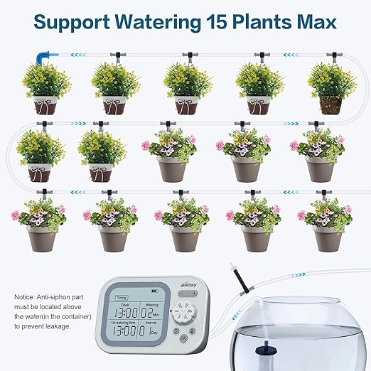 Automatic Plant Waterer Replacement Kit for 15 Potted Plants, Accessories Expansion Set for Auto Drip Irrigation Programmable Self Watering Timer Devices