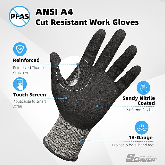Schwer AIR-SKIN Cut Resistant Gloves AR5918 with Extreme Lightweight&Thin, Level 5 Wire Metal Gloves for Refined Work, Touch-screen, 3D-Comfort Fit, Breathable, Black 2 Pairs (XL)