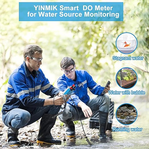 YINMIK Handheld Dissolved Oxygen Meter, Smart DO Meter with Salinity and Altitude Compensation, Portable 6 in 1 pH DO SALT EC TDS Tester for Koi pond Aquaculture Environment Monitor Scientific Brewing