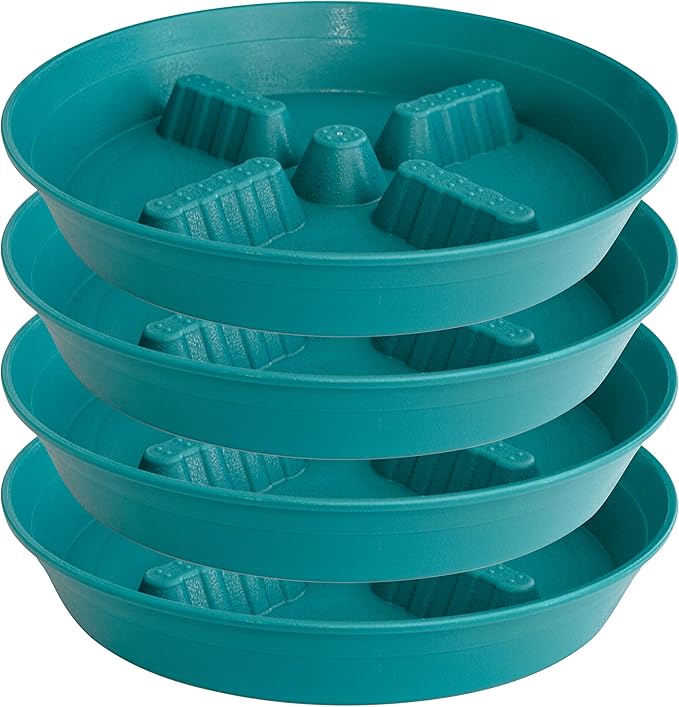 4 Pack Plant Saucer 10 inch, 8 12 14 17 inch, Plant Stand Plastic Plant Saucers for Indoors Outdoor, Heavy Duty Flower Plant Risers for Inside Pots, Pot Saucers for Plants, Grow Bags Saucers
