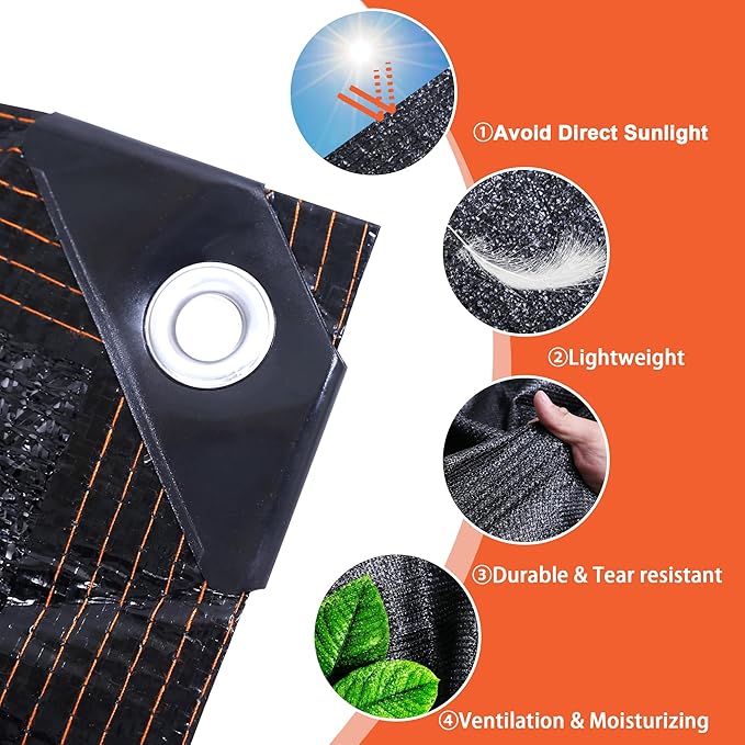 90% Shade Cloth,10 x 10 FT,Tear Resistant Sun Shade Net with Reinforced Grommet,Durable Garden Shade Tarp Cover for Greenhouse,Sunshade Outdoor Patio and Pergola,Chicken Coop,Plant Cover,Black