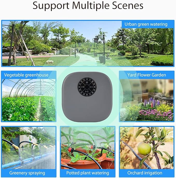 AUNMAS WiFi Irrigation Timer, Smart Sprinkler Controller with Rain Delay for Garden Lawn Watering System, 16 Zone Bluetooth (US Plug 120V)