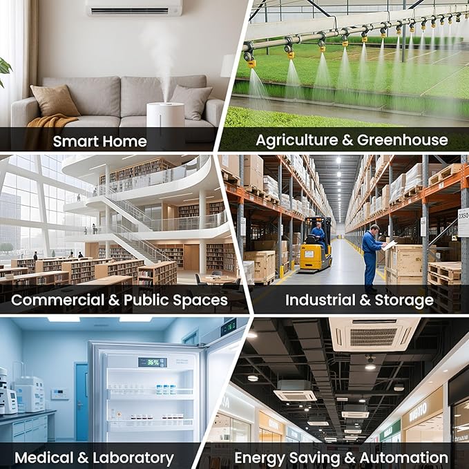 WiFi Temperature Humidity Sensor DIN Rail Mount WALFRONT Smart Switch Real Time Monitoring 24/7 for Incubators Breeding Farms