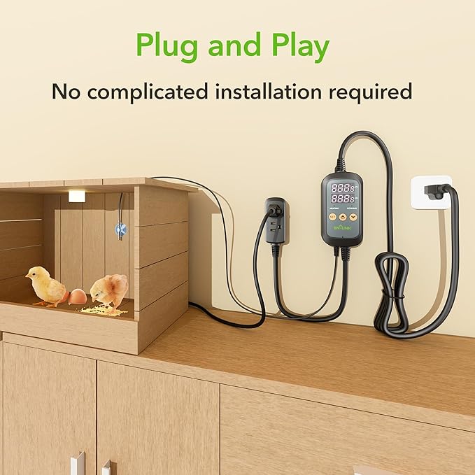 BN-LINK Digital Temperature Controller Thermostat Outlet with Heating Cooling Mode, 2-Stage Outlet Thermostat Controller Plug for Reptiles Aquarium Carboy Homebrew Breeding Fermenter Seed Germination