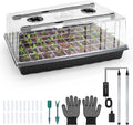Mulctun 60-Cell Seed Starter Tray with Grow Light, Seedling Starter Trays with 4.08" Humidity Dome, Self-Watering Plant Germination Trays,Seed Starter Kit for Seeds Growing (Black)