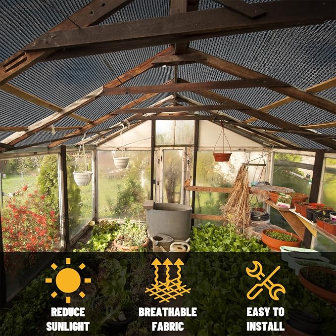 Amgo 8FT x 16FT 70% Shade Cloth for Greenhouse and Vegetables, Breathable Plant Cover with Grommets, UV Resistant Garden Mesh for Protecting Flowers, Fruits and Nursery