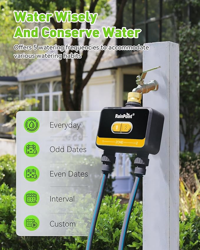 RainPoint WiFi Water Timer for Garden Hose with Brass Inlet,Yellow