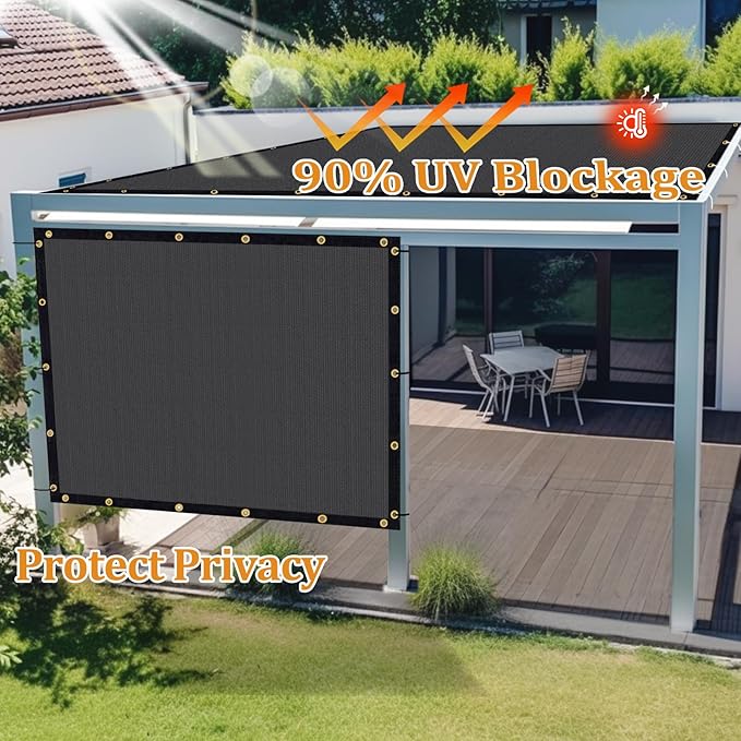 Shade&Beyond Customized Size 20' X 24' Shade Cloth with Grommets, 90% UV Protection UV Protection Mesh Tarp Sun Screens for Patio GN04, Dark Gray