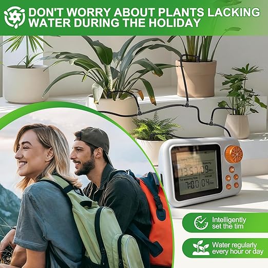 Drip Irrigation kit Indoor Plant Irrigation System Automatic Plant Waterer Plant Humidity Sensor Timer Water drip System kit to Growing Tent IKEA self Watering Automatic Mister kit Greenhouse(4 Sets)