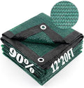 Cool Area 90% Sun Shade Cloth Mesh Tarp with Grommets for Plant Cover 12x20ft Patio Canopy Garden Pergola Greenhouse Car Barn Kennel Dark Green