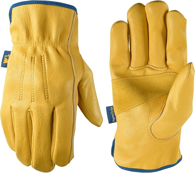 Wells Lamont mens Work Gloves (Large Pack of 1 US) and Wells Lamont unisex adult Men's Water Resistant Leather Work Gloves (Large Pack of 1 US)