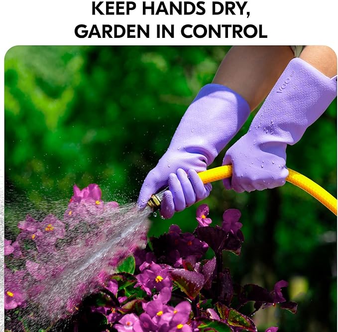 Vgo... Extra Long Gardening Gloves,Double-layer,Waterproof,Slip-Resistant,Chemical-Resistant Glove for Gardening,Outdoor Work(TP1117)