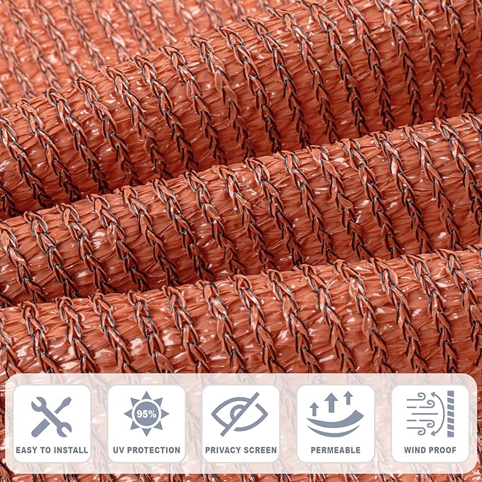 Cool Area Sun Shade Cloth with Grommets 8×21 FT Shade Panel Shade Tarp Screen Fabic for Outdoor Patio Pergola Cover Deck Garden, Terra Red (Customized)
