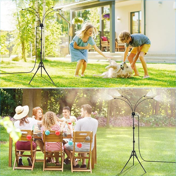 joyhalo Standing Misters for Outside Patio, Adjustable Height 5.3 FT Misting System for Cooling Outdoor, Portable Water Mister for Patio Cooling, Backyard, Porch, Garden Sprinkler