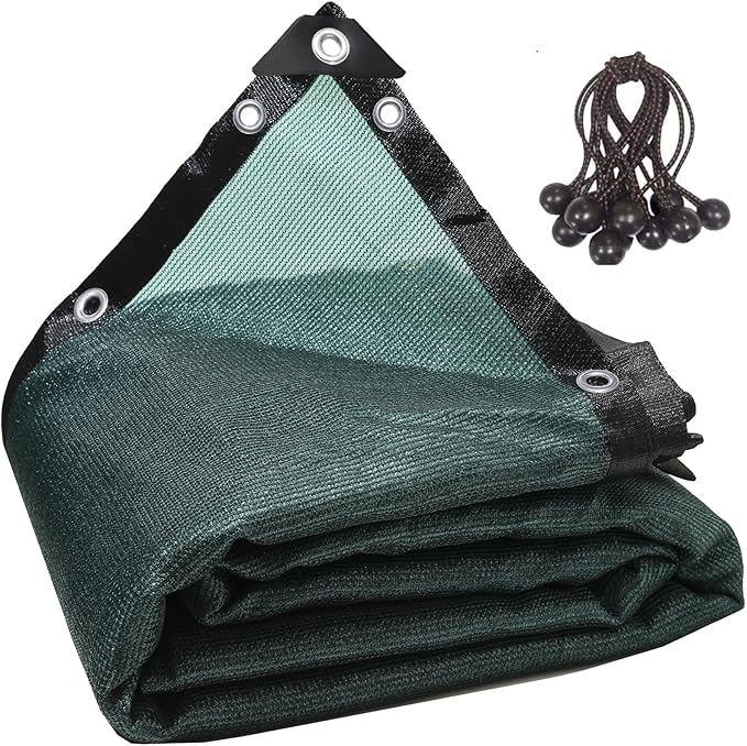 90% Green Shade Cloth 10ft x 10ft Heavy Duty Outdoor Mesh Tarp with Grommets, Sun Shade Canopy for Patio, Garden, Greenhouse, Chicken Coops, Plants Vegetables, Swimming Pool