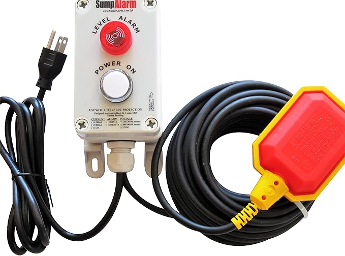 Sump Alarm WiFi Water Sensor, Wireless Sump Pump Alarm with 33ft Float Switch for Indoor/Outdoor Use, Weatherproof Water Detector with Email Alert and Audible Alarm