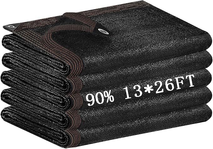 Shade Cloth for Garden 13x26FT,with Grommets,Shade Cloth 90%,Shade Tarps for Outdoors,Sombra para Patio,Carports, Farms, Orchards,Plants、Vegetable Gardens, Greenhouse insulation, Pastures, and Stables