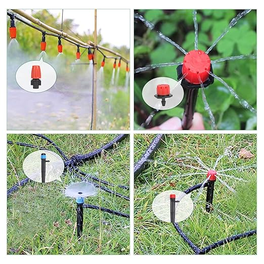 230FT Drip Irrigation Kit-221pcs Quick Connector Garden Watering System- Irrigation System Patio Misting Plant Watering System -1/4 inch 1/2 inch Irrigation Tubing Hose Adjustable Nozzle
