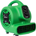 XPOWER P-230AT Mini Mighty 1/4 HP 925 CFM Centrifugal Air Mover, Carpet Dryer, Floor Fan, Blower, Stackable, Daisy Chain, for Water Damage Restoration, Janitorial, Plumbing, Home Use, Green