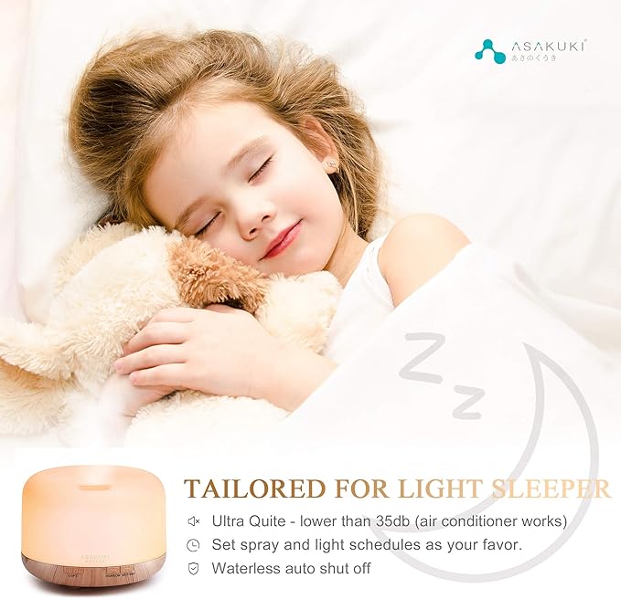 ASAKUKI Smart Wi-Fi Essential Oil Diffuser, App and Voice Control Compatible with Alexa, 500ml Aromatherapy Humidifier for Relaxing Atmosphere in Home Office Bedroom, Gift for Mom (Light Brown)