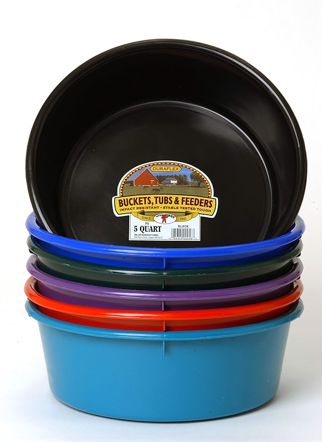 Little Giant® Plastic Utility Pan | Feed Pan | Durable & Versatile Livestock Feeding Bucket | Made in USA | 5 Quart | Red