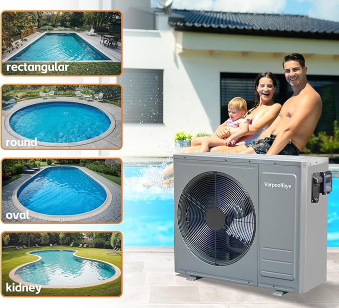 35100 BTU Swimming Pool Heat Pump Above Ground Pool Heater 220V Electric Pool Heater for Inground Pool 10000 Gallon Heating Cooling WiFi Control Schedule