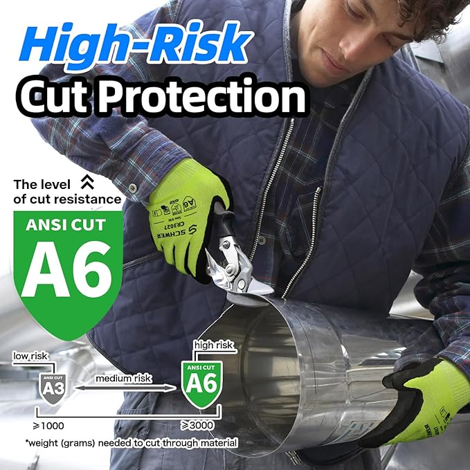 Schwer 120 Pairs Cut Resistant Gloves ANSI A6/A7 (Send Randomly) Cut Proof Work Gloves, Touchscreen, for Men and Women Used for Woodworking, Glass Cutting, Construction, Cargo Handling, Car Repair, L